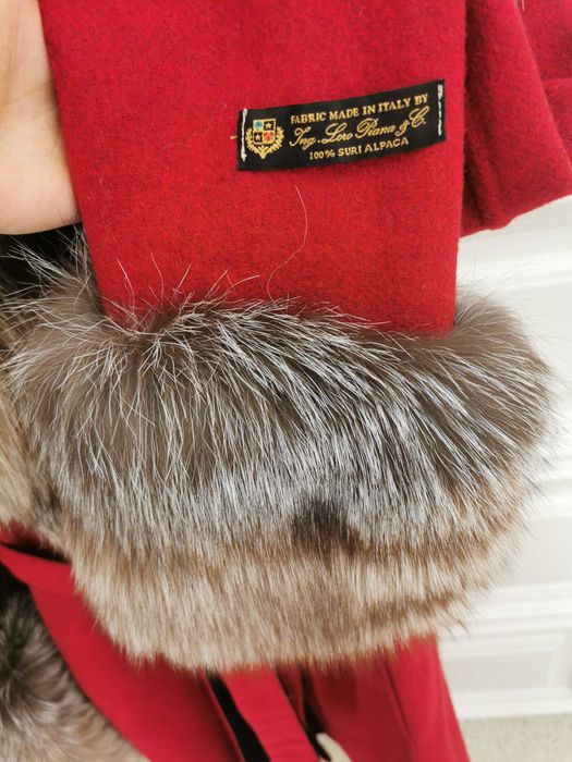 Palton alpaca cu blana naturală vulpe