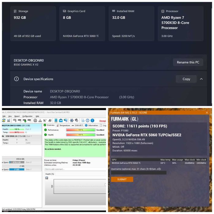 Calculator / PC Gaming AM4 - Ryzen 7 5700X3D + RTX 5060 Ti + 32GB DDR4 + Cadou