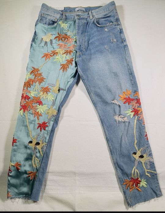 Zara сатенирани, бродирани дънки