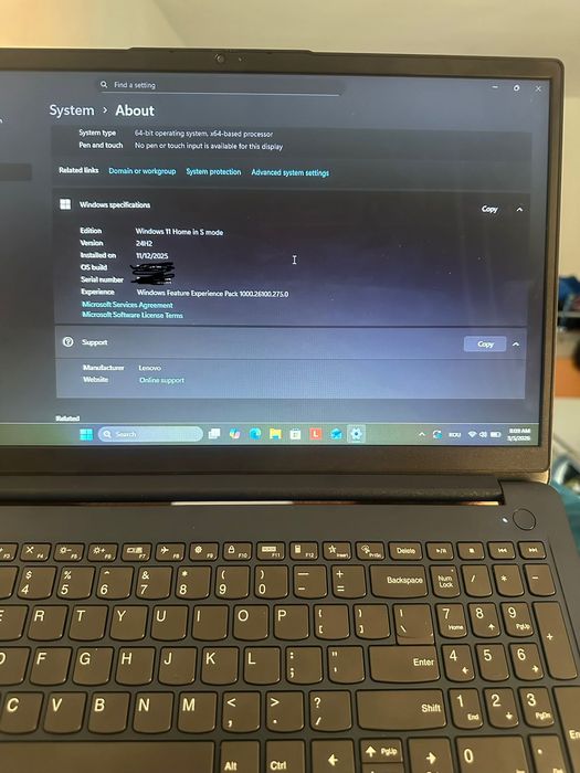 Laptop Lenovo – Intel Celeron N5100, 4 GB RAM, 116 GB stocare, Windows 11