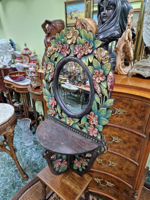 Много старо английско антикварно дървено огледало