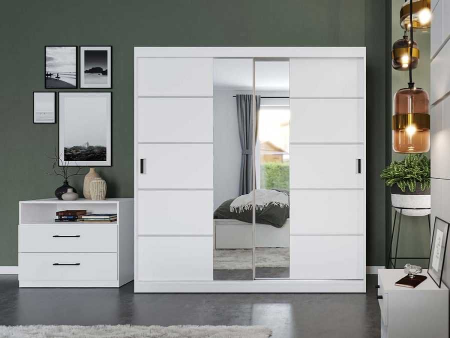 Set Dormitor Nordis Alb C12 cu oglinda - Transport Gratuit