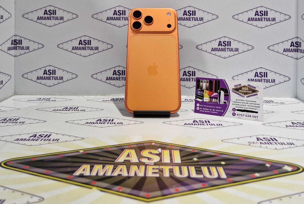 Asii Amanetului - iPhone 17 ProMax, 256GB, Cosmic Orange, 100% baterie (12 cicluri)