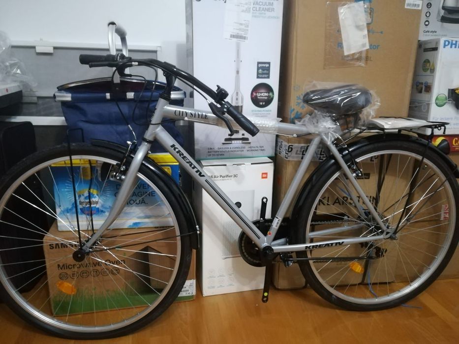 Bicicleta City, Roti 28 Inch, Frana V-Brake, Portbagaj, Aparatori Alum