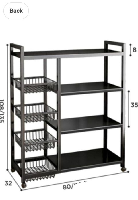 Напольная кухонная стойка для хранения овощей и фруктов с колесами за