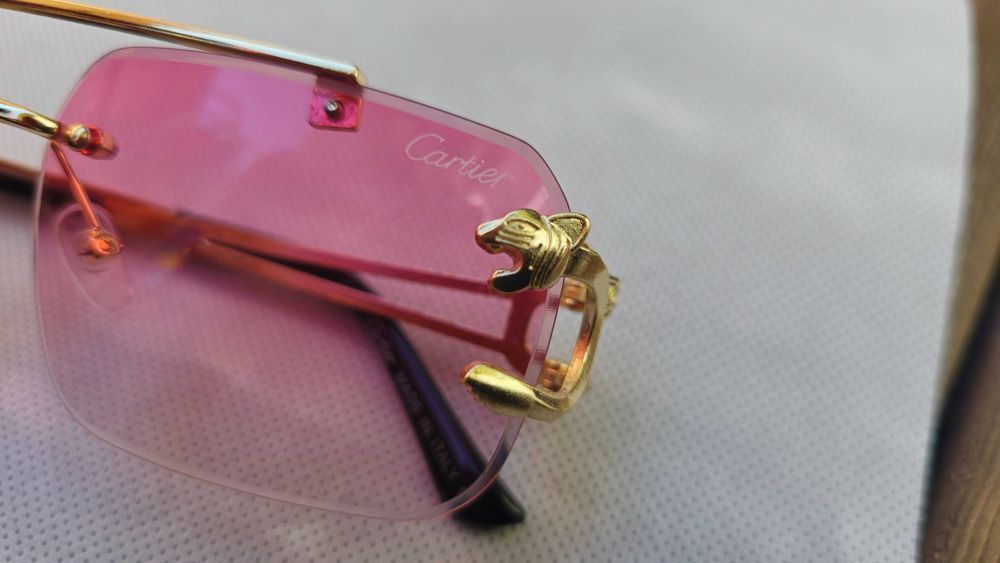 Ochelari de soare Cartier Rimless 8809 lentila roz