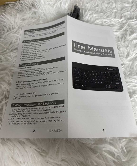 Безжична Bluetooth клавиатура 3 системи Безжична клавиатура PC Mac Android IOS