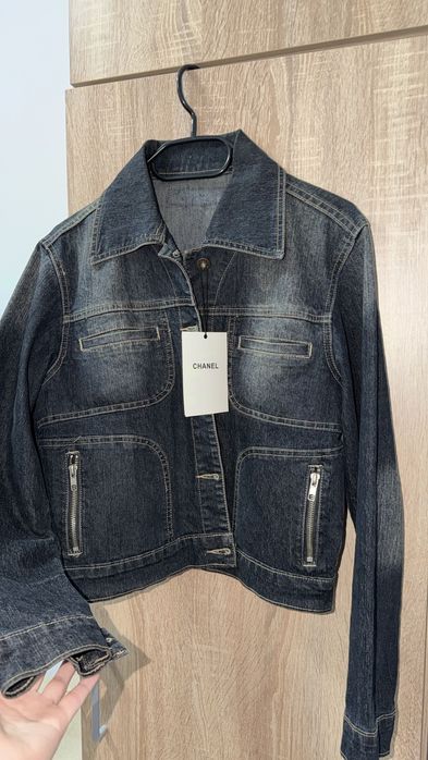 Jacheta denim Black efect prespalat CH anel