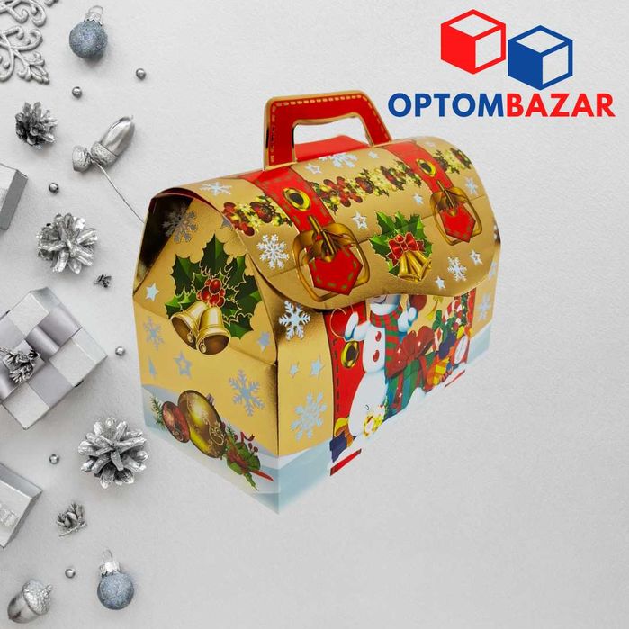 Yangi yil sovg'a qutisi Ko'k rangli, qishki o'yinlar.