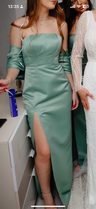 rochie verde cu crapatura