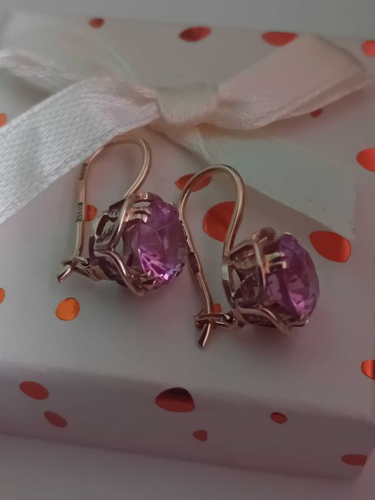 Антикварни руски златни обеци с Александрит синтетичен