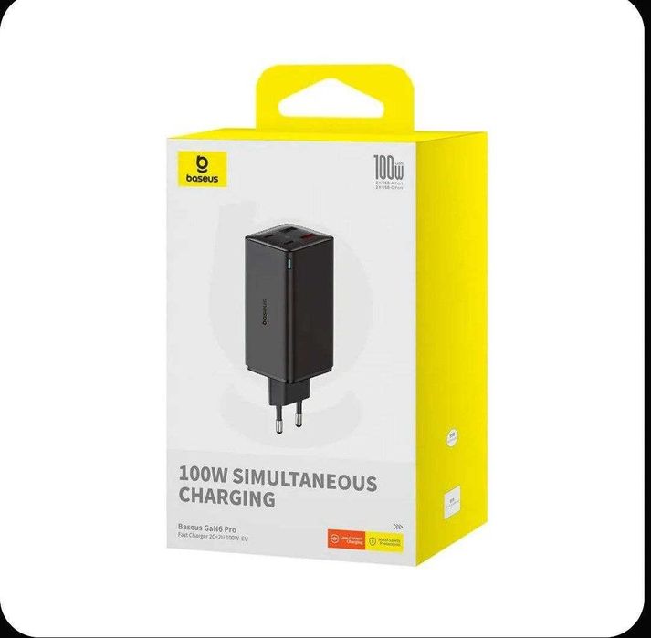 Baseus 100w Gan6 Pro Быстрое зарядное устройство с кабелем
