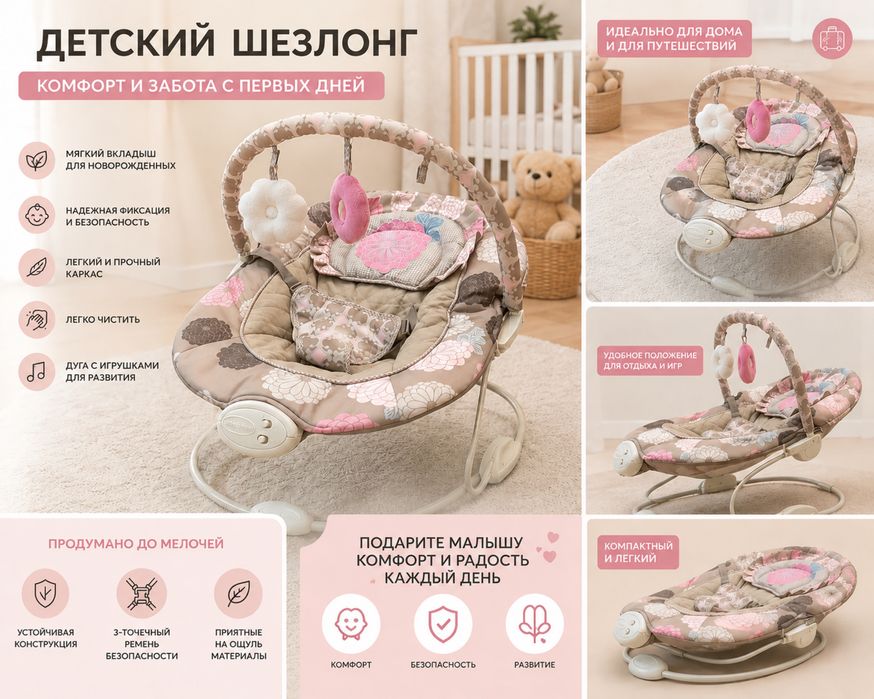 Электро шезлонг для детей0+