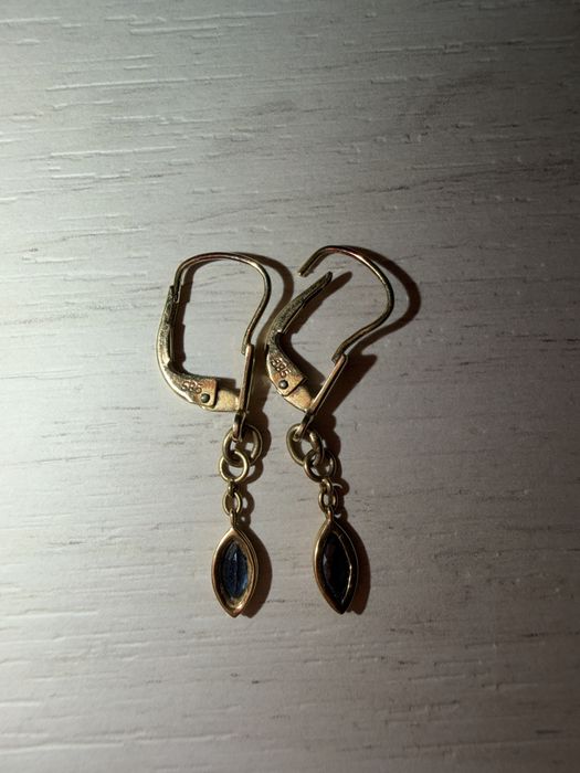 Cercei Aur 14K Safir Natural + CERTIFICAT GEMOLOGIC