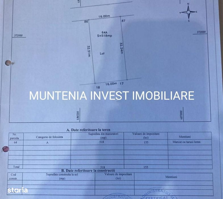 Teren 518 mp. sat Smeura, str.Aleea Bradului