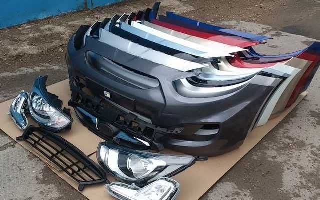 Бампер передний белый Акцент/Солярис/Accent/Solaris 10-14