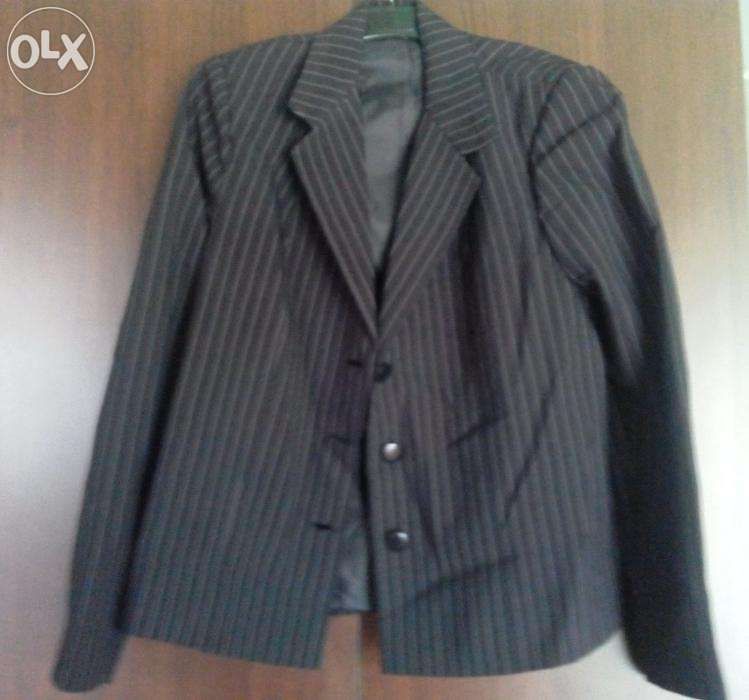 Costum 3 piese negru cu dungi albe M - dama