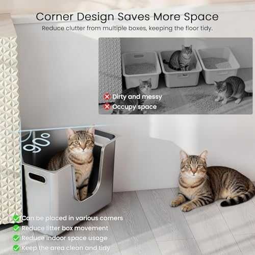 Нова Ъглова котешка тоалетна неръждаема стомана L с висок борд против миризми