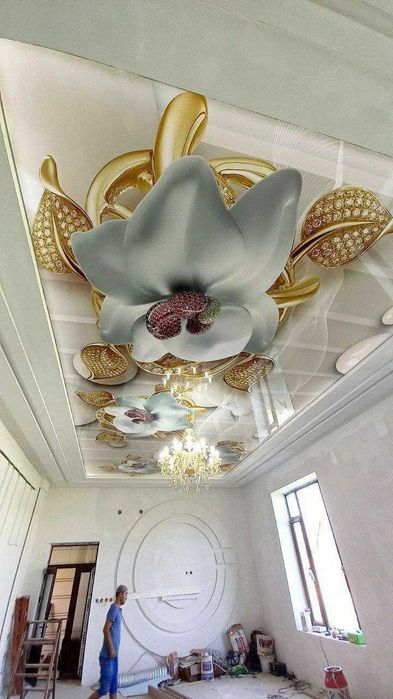 Натяжные потолки Бухара БЕЗ ТРЕЩИН paryashiy паряший теневой трек