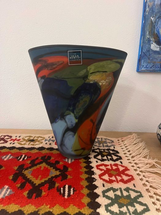 Vază Ioan Nemțoi – sticlă suflată manual, 27 cm, stare perfectă