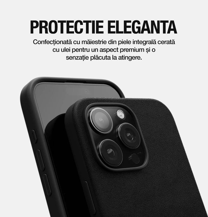 Husa iPhone 16 Pro piele neagra sigilata