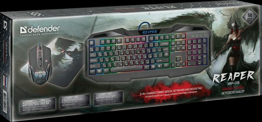 (3в1) Игровая клавиатура и мышка/мышь Defender REAPER/Anger