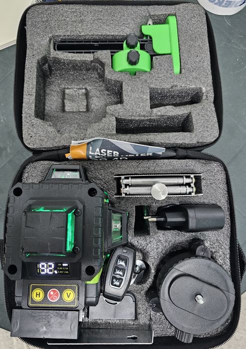 2г. гаранция,4D Лазарен нивелир-HILDA 16 лъча 2-Батерии,професионални