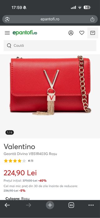 Gentuta Valentino Divina Rosie cu auriu Imitatie de piele Ocazie Eveniment