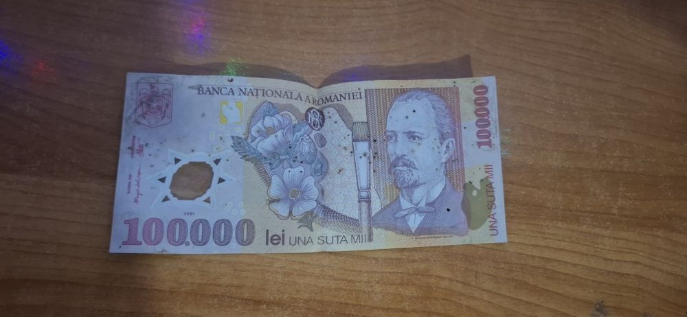 Bancnotă veche 100.000 lei 2001 – Nicolae Grigorescu