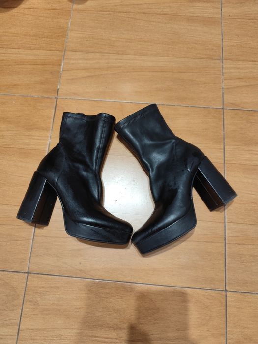 Stradivarius premium кожени боти платформа висок ток – като нови, диза