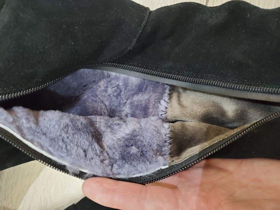 Сапоги высокие черные, замшевые,  новые