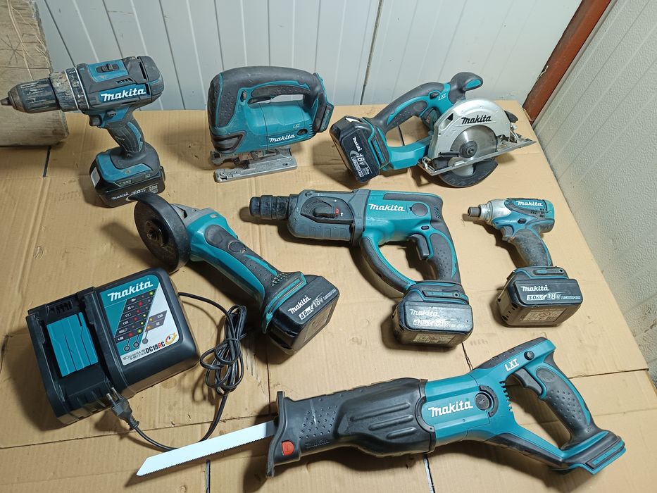 Set Makita 18v brushless polizor rotopercutor bormasina impact laser