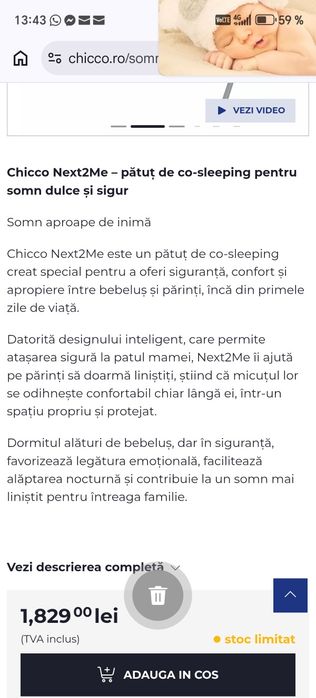 Pățut Chicco Next 2 Me go, soft grey