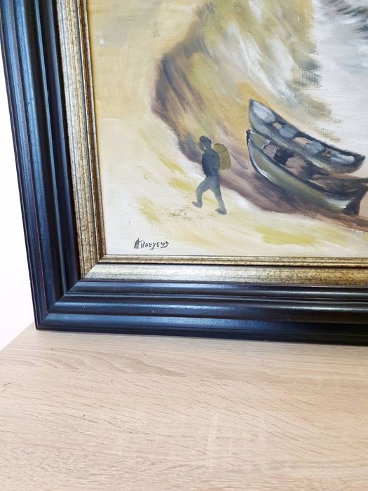 Холандска картина маслено платно морски мотив