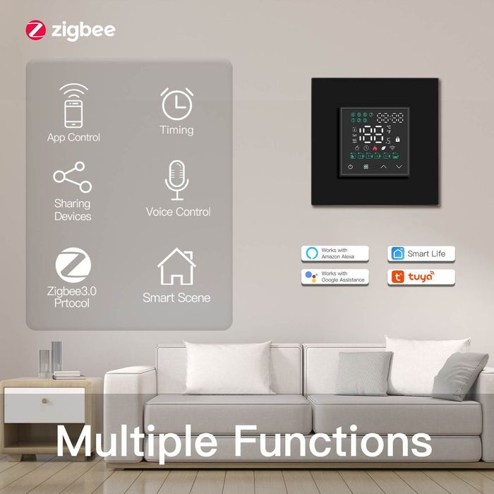 BSEED ZigBee сензорен LED термостат 4 броя електрическо подово WiFi
