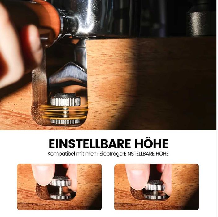 Statie tampare 58mm espresso, MICXNIC, lemn de nuc, elegant si util