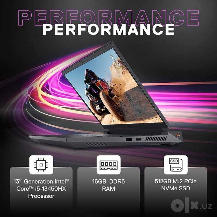 DELL G15. 15.6"FHD IPS, i5-13450HX, 16GB DDR5, 512GB SSD, RTX3050 6GB
