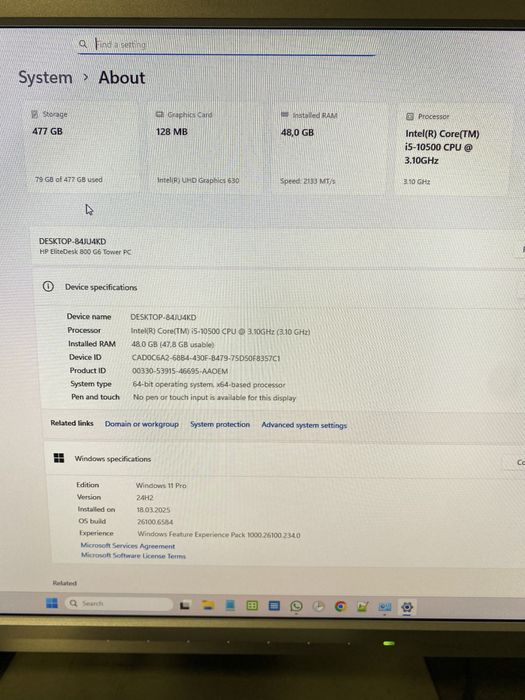 Unitate PC HP ProDesk 600 G6 SFF, Intel Core i5-10500, 48GB DDR4