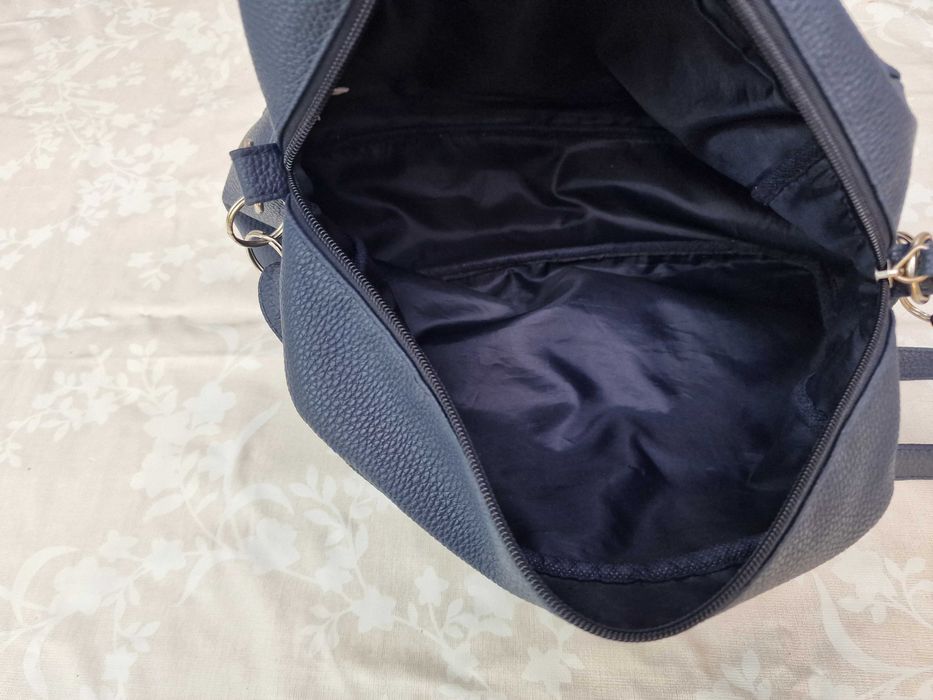 Carla Faustini, poseta dama, geanta messenger, piele ecologica, Blue