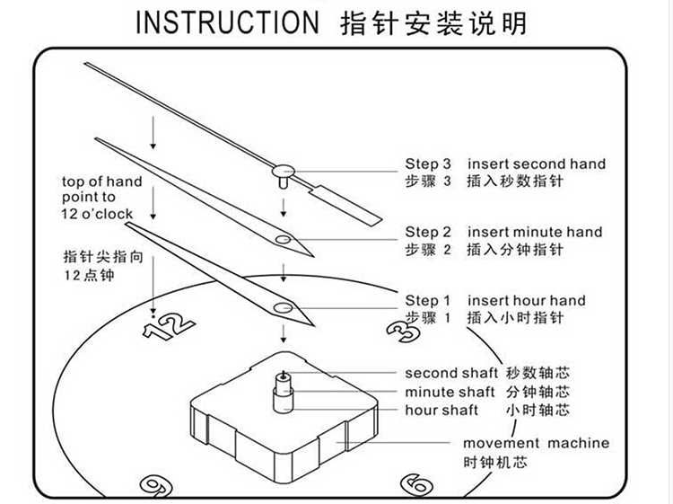 3D Стенен часовник .Направи си сам, акрилни черни стикери.