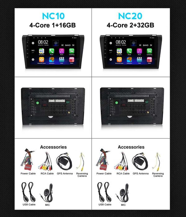 Навигация Двоен дин Мултимедия за Mazda 3 Android 2DIN 1 2 BK Мазда 3