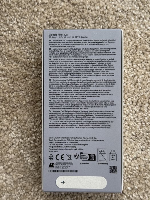 Google Pixel 10A, 128GB, Obsidian