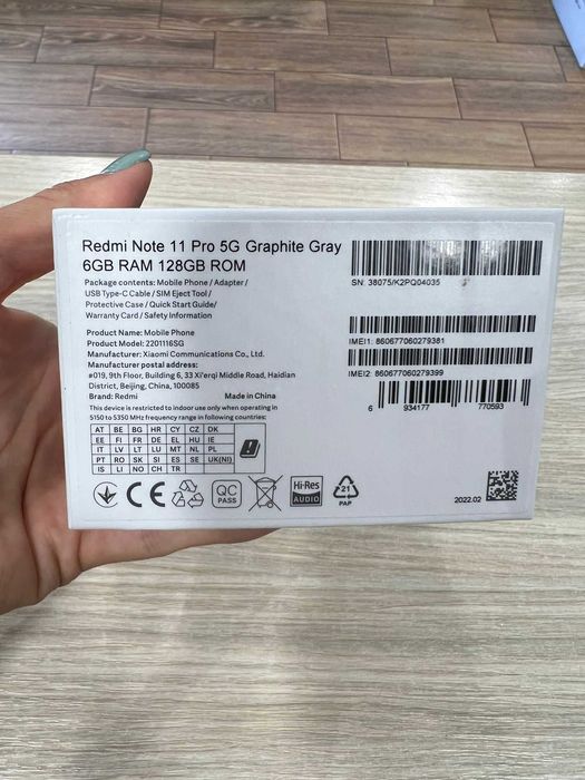 Xiaomi Redmi Note 11 Pro 5G, 128GB, 6GB RAM, Graphite Gray