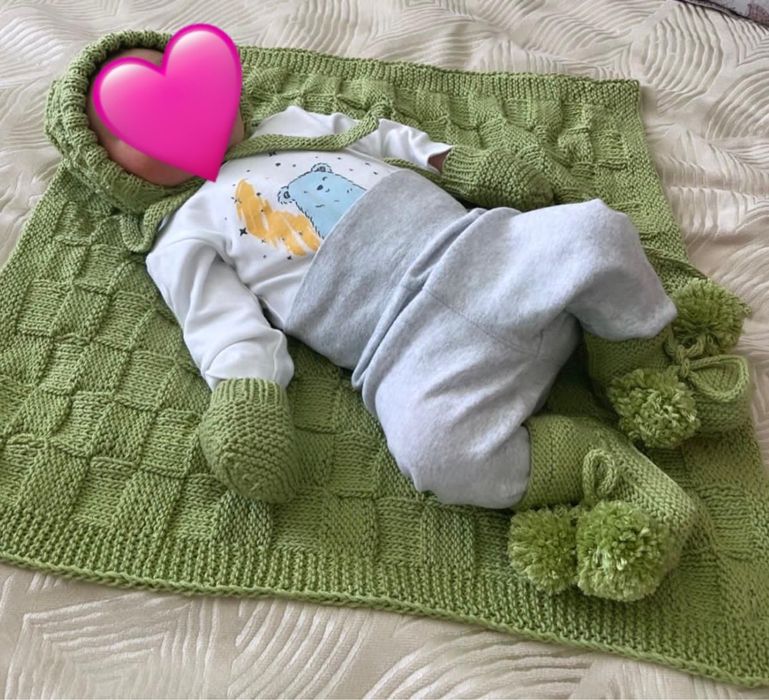 Детский плед ручной вязки. Х/б (Турция)