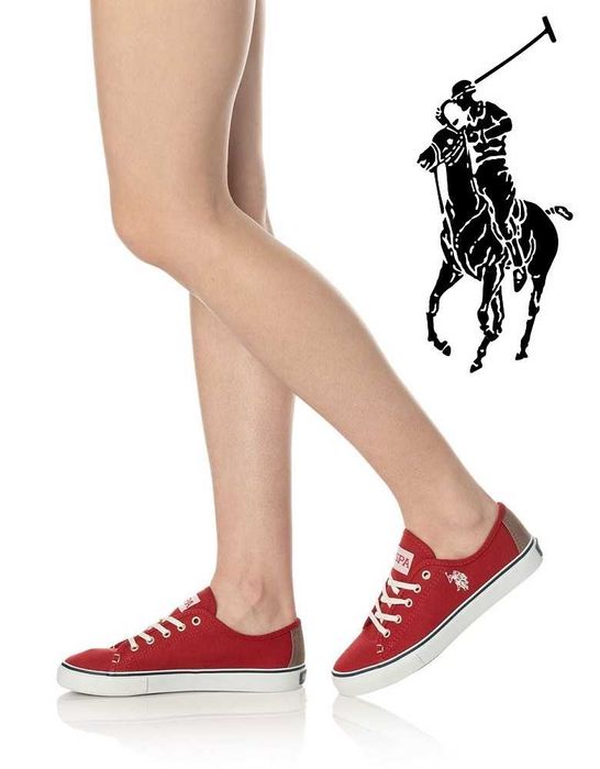 %ПРОМО% U. S. POLO № 39 – Дамски кецове в червено с лого нови с кутия