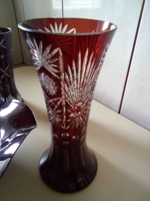Vand set vaze cristal rosu