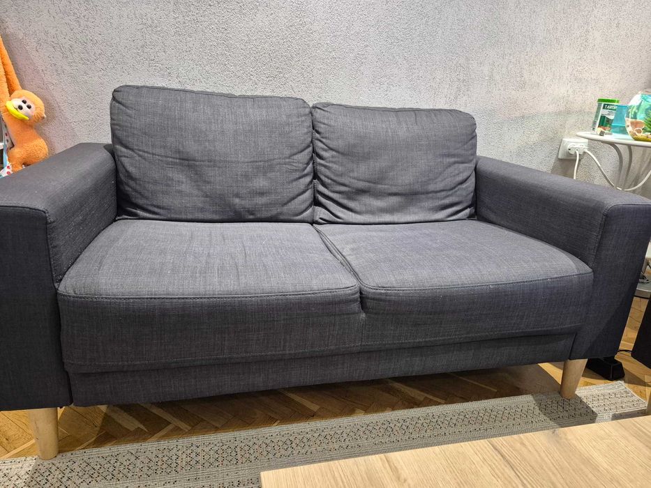 Комплект дивани EGENSE 2 броя тъмносив текстил