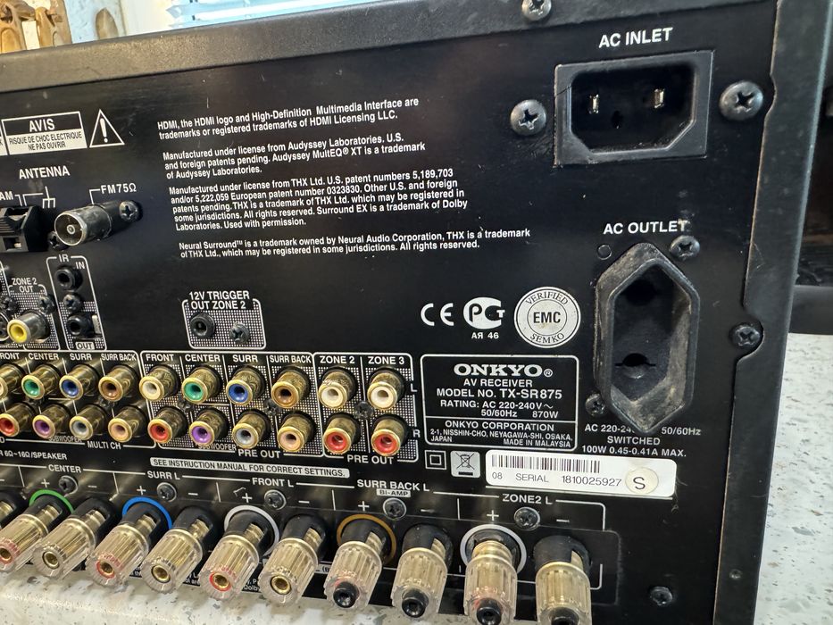 Onkyo TX-SR875 24 КГ Мощен ресивър