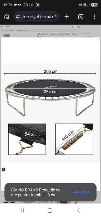 de sărituri pentru trambulină 305 cm 54 inele 140 mm