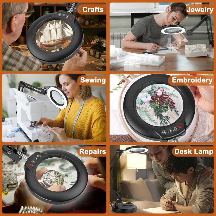 LED настолна лампа с лупа